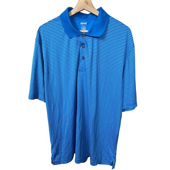 Ping Golf Polo Shirt Men’s Large Blue White/Gray Striped Performance 2XL - Picture 1 of 5
